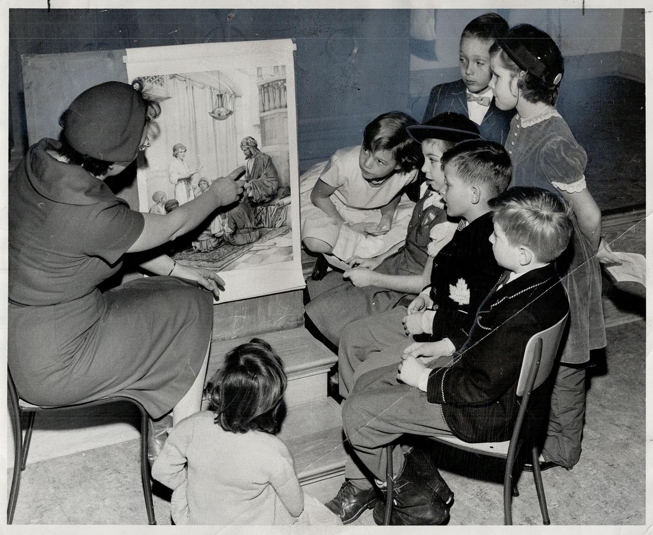 Mrs. K. Taylor teaching group at St. George's Anglican, willowdale