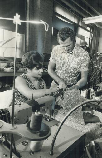 A Loser: Mrs. Anita Antoni, a women's dress finisher in the Spadina Ave. garment district, and her boss, Abraham Michaelov, would both be in trouble if tariffs went down
