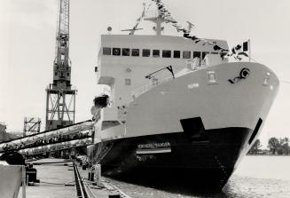Destined for east coast, M.V. Northern Ranger takes on visitors at Port Weller Dry Docks near St. Catharines