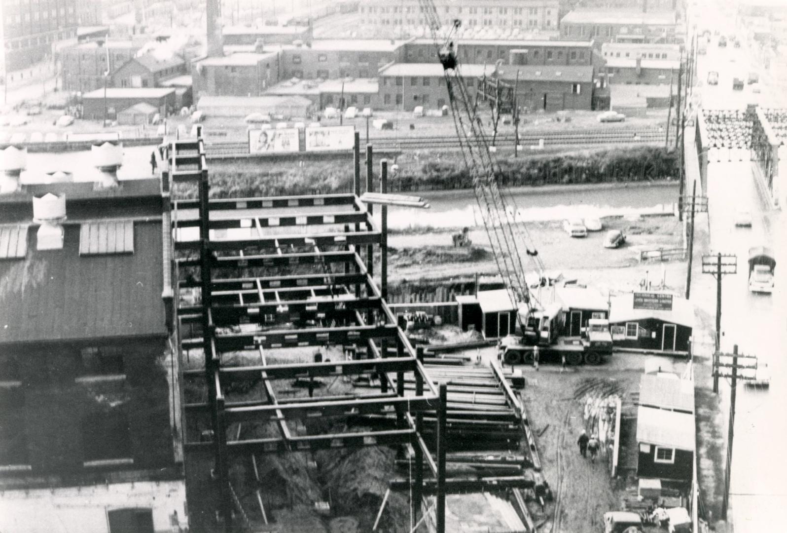 Image shows an aerial view of the factory yard.