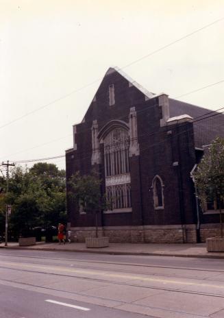 Image shows a church building side facing the street.