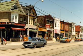 Gerrard St north side, (standing on Marjory Ave) 1986