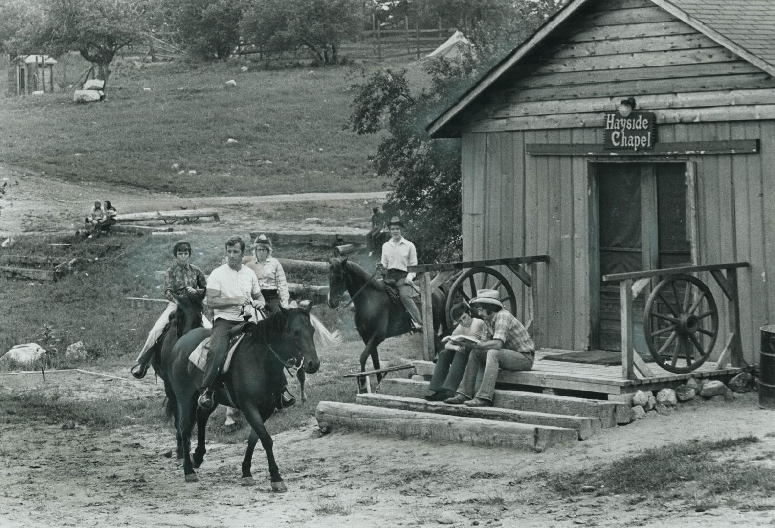Trail ride at The Peoples Ranch in Halton County is headed by camp director Bruce Chapman with his wife, Chris, left, and counsellors following. Anoth(...)