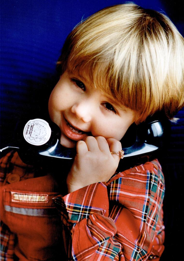 No more lonely days, Jaqueline Marine, 4, shows how latch-key children can find a friend in PhoneFriend help-line, a new Brampton service available from Monday