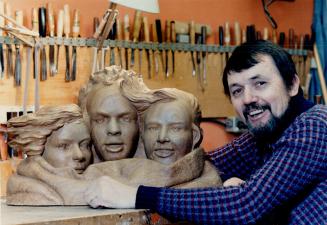 A chip off the old block, Woodcarver Joe Dampf is displaying At The Game, a bleached mahogany sculpture of three of his children. Dampf, who started c(...)