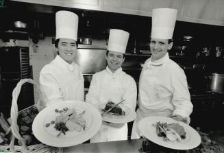 Creative cooks: Four Seasons chefs, from left, Patrick Lin, Phillippe Egalon and Kerry Sear have come up with some bold new dishes, including veal with grapefruit and caviar