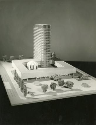 Wilkes, Wasteneys & Wilkes entry, City Hall and Square Competition, Toronto, 1958, architectural model