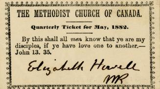 Methodist Church Quarterly Ticket for May 1882