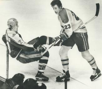 Bob Larimer of the Colorado Rockies skates against Rick Vaive of the  News Photo - Getty Images