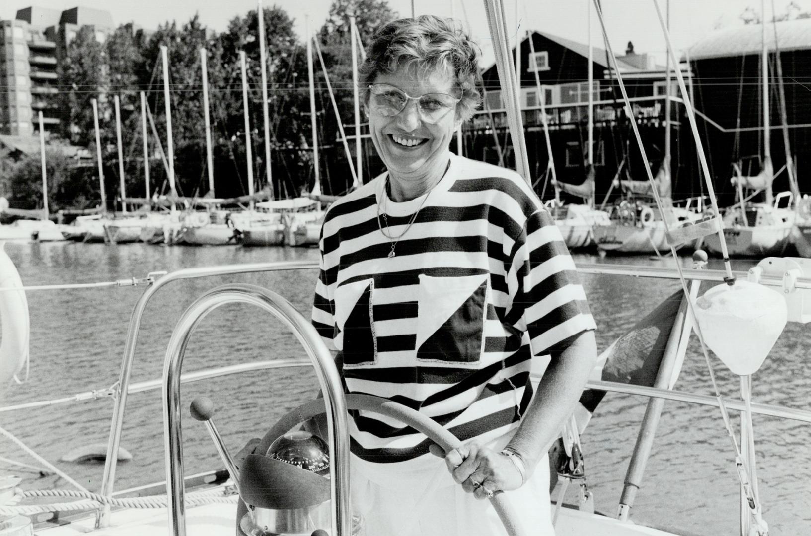 Lady commodores, the first in Ontario, are running to yacht clubs this year: Hilda Stewart, above, at the Oakville Yacht Squadron, and Marjorie Hare at Toronto's National Yacht Club
