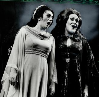 Opera stars: Singers Joan Sutherland, left, and Tatiana Troyanos (in Bellini's Norma) delight countless audiences - but very few people hear more than single words of the libretto