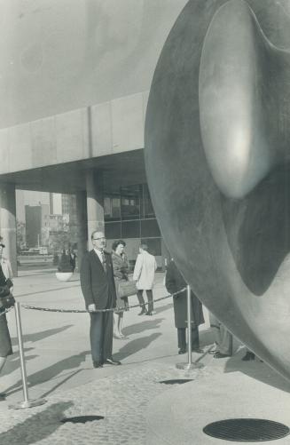 Controller William Dennison and Moore's sculpture, Archer