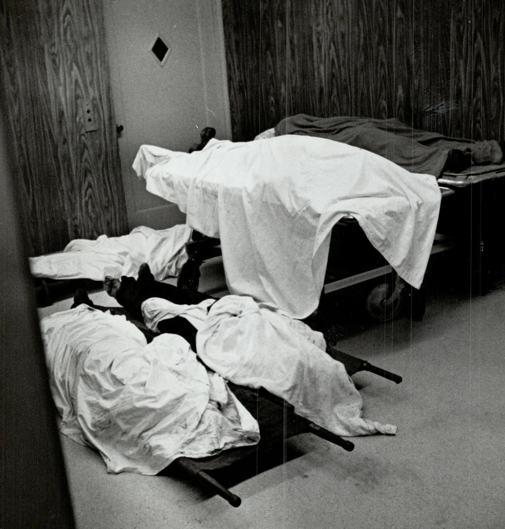Morgue scene after St. John, N.B. Jail fire at Gen. Hospital