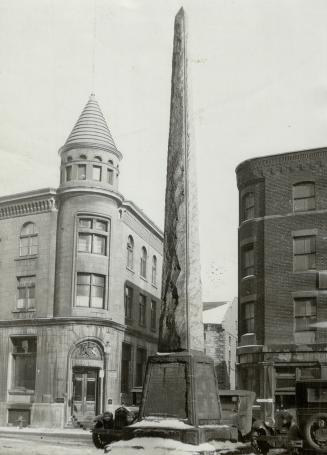 This granite shaft in Montreal marks the landing place of the French Colonists under Maisonneuve who founded that city in 1642