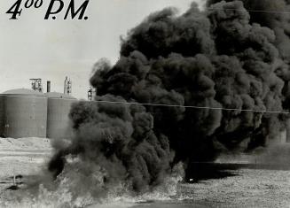 Blazing Oil holds no terrors for specially-trained fire-fighters at the huge British American oil refinery near Clarkson. This demonstration fire star(...)