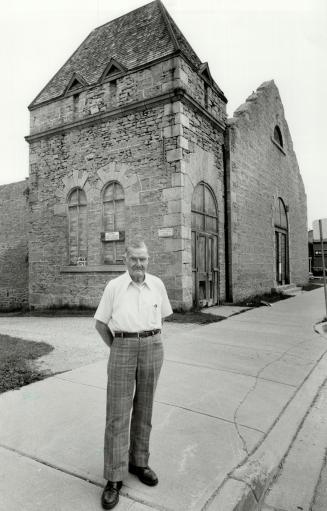 This is Jack Milligan standing in front of the old drill hall in Fergus