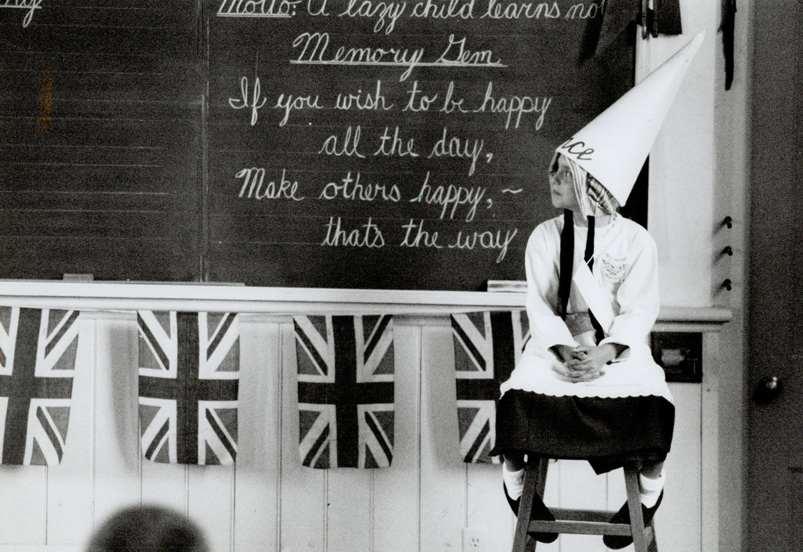Britannia School House, Alison Surtees in dunce cap