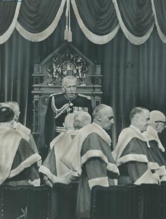 Governor-General Vanier sits in Senate as Supreme Court members file past