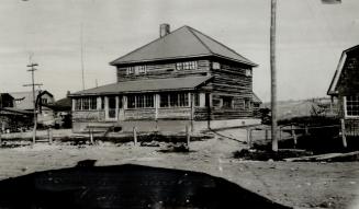 Log cabin modernized: at left - The aboriginal log cabin has beeen modernized and made comfortable, cosy and homey on the Porcupine mining properties