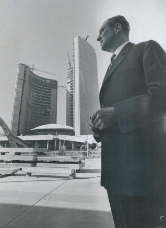 Vilio Revell's last look at the city hall, Oct, 15, 1964 - not being allowed to furnish it was disappointment