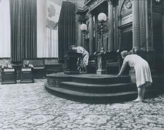 Meanwhile, back at the old City Hall the cleaning staff rattled around keeping everything in shape