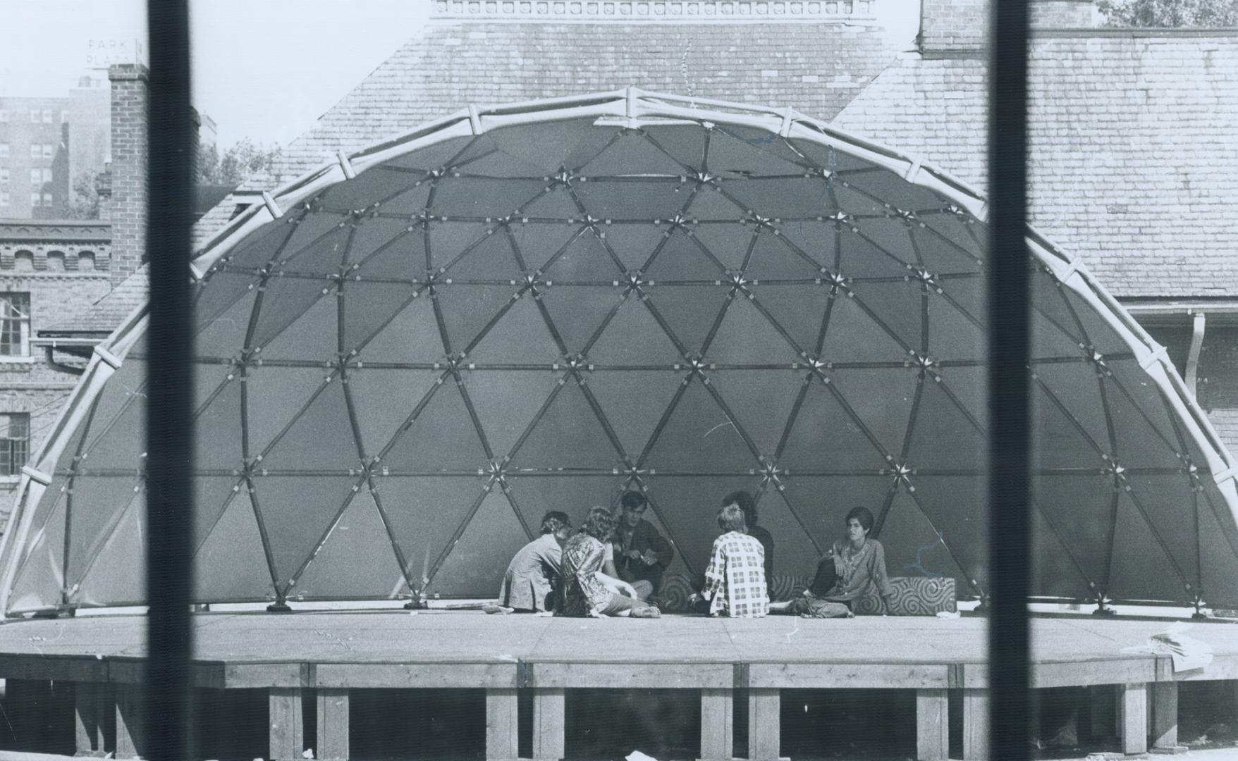 Atop the building at 341 Bloor St