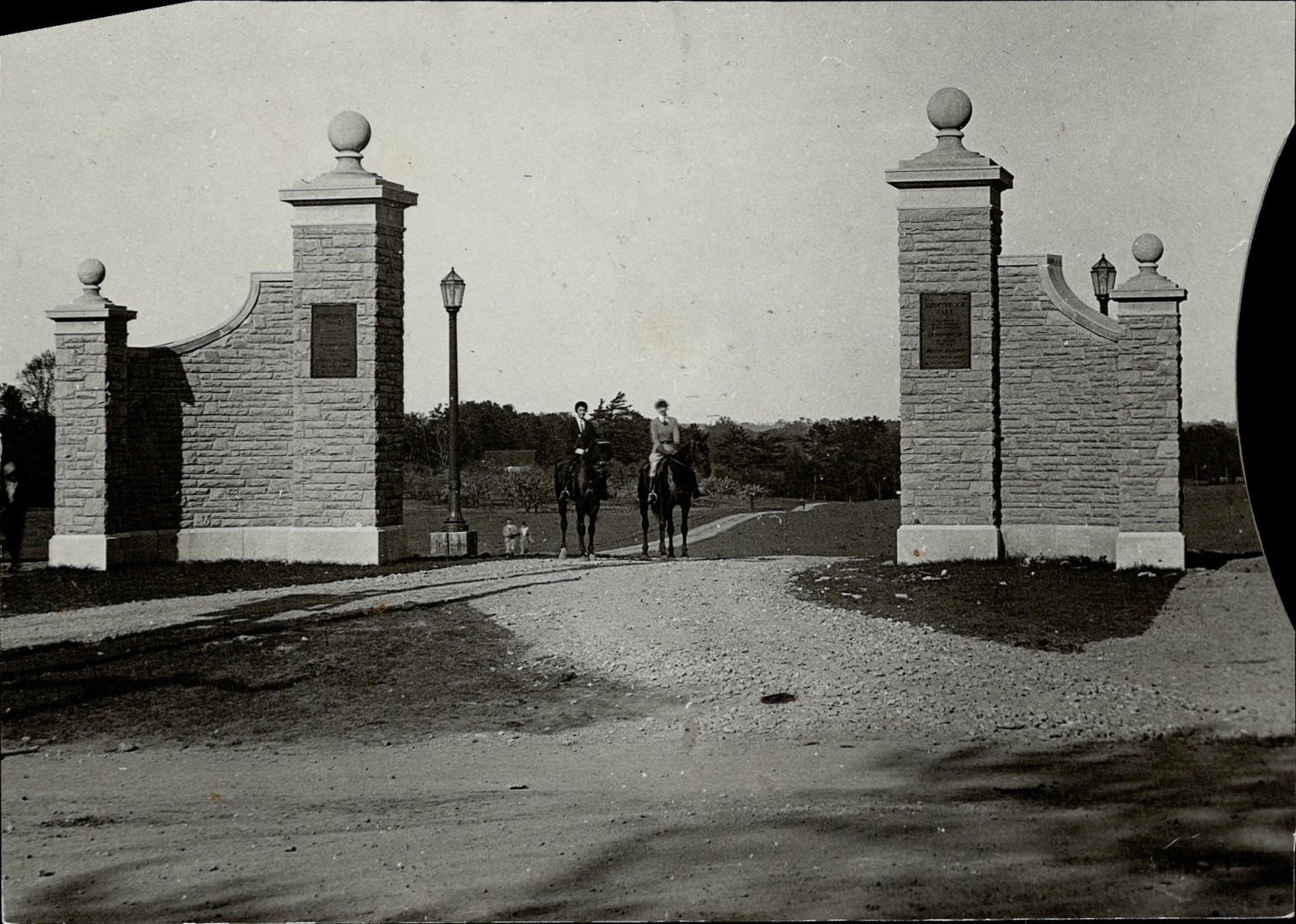 This handsome gateway leads to Sunnybrook Park, one of Toronto's newest and finest playgrounds