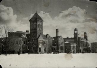 The east side of the Univeristy of Toronto campus, with library and medical building