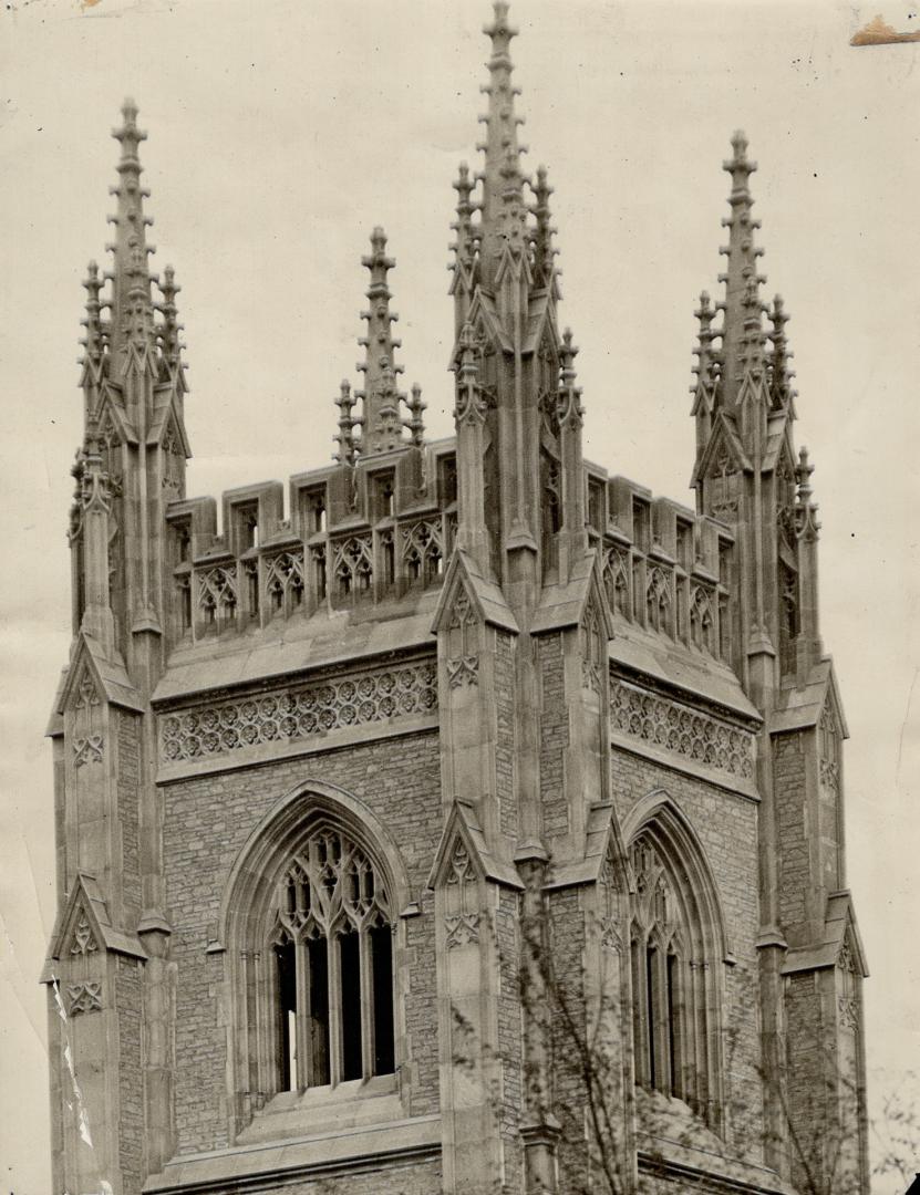 This is the top of the beautiful memorial tower unveiled last month by the alumni to the six hundred University of Toronto men who fell in the war