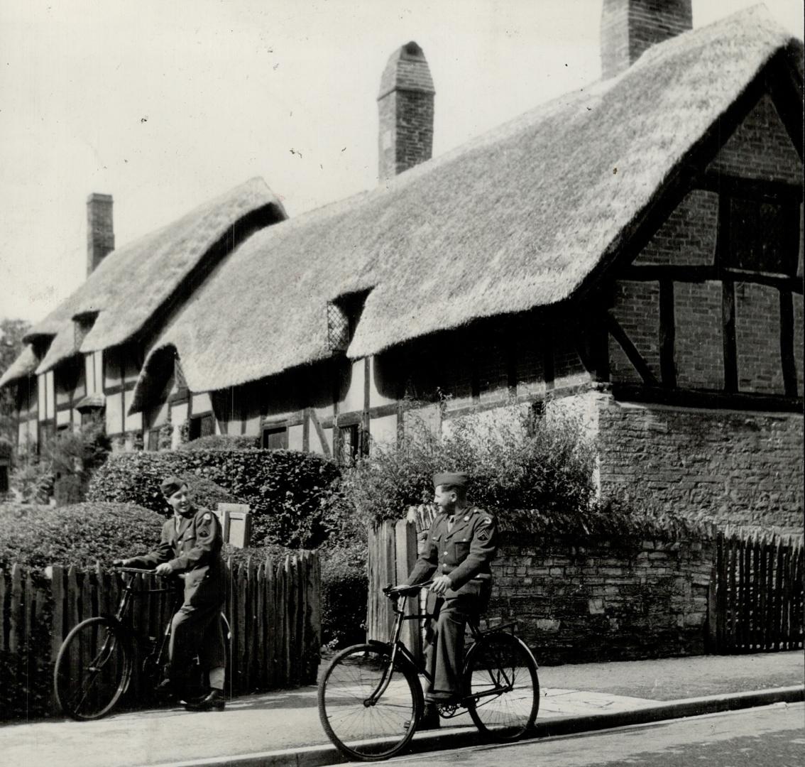 Ann Hathaway, Shakespeare's wife, much his senior from whom he ran away to London to immortal fame as poet and playwright, once lived in this thatched(...)