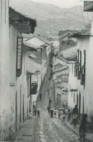 Narrow Inca streets still survive in Cuzco, Peru, old capital of the Indian empire