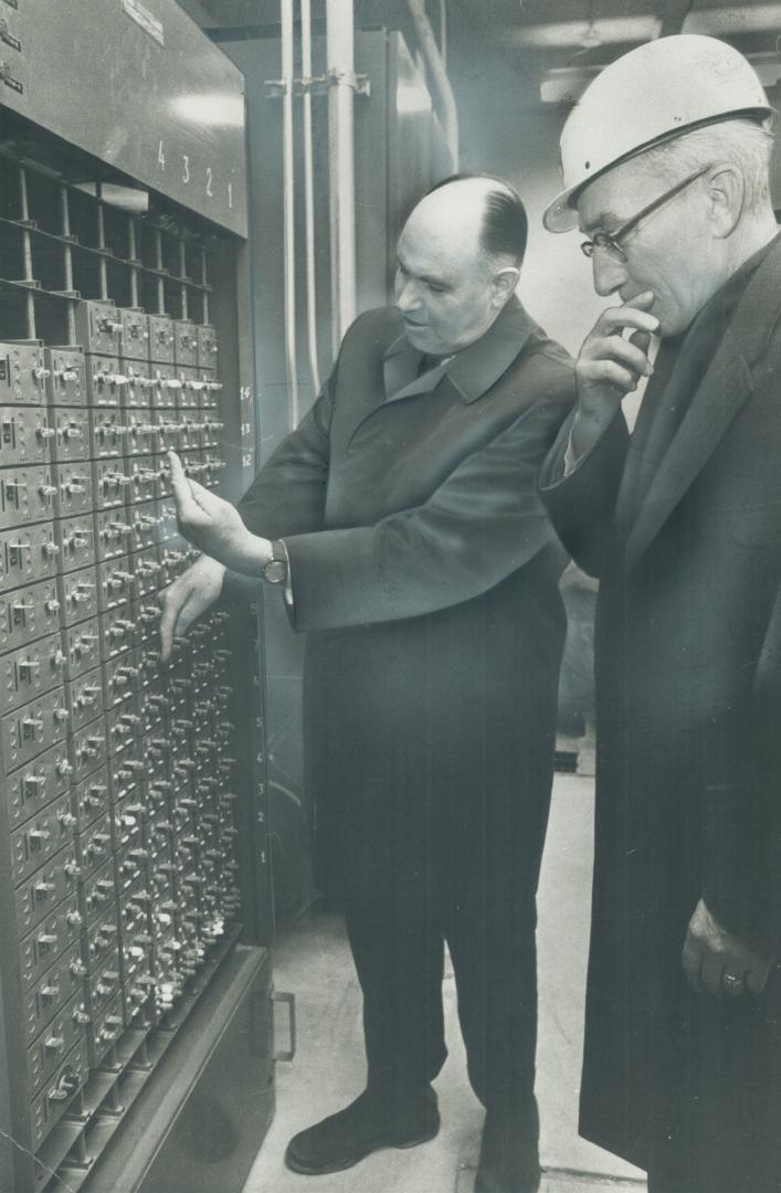 Computer bank in the new Dover-Turnbull elevator installation in The Star Building at One Yonge St