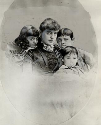 The Barrymores' mother- Her parents, Mr. and Mrs. John Drew, were famed stage players. Above with her children: Ethel (left), Lionel (right), John (front)