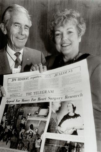 Enduring Story: Dr. Wilfred Bigelow and former patient Pat Hart hold 1958 Telegram that recounted how he saved her life with pioneering heart surgery