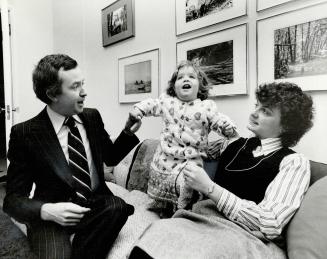 Setting the social pace in Ottawa are Prime Minister Joe Clark, his wife Maureen McTeer, shown with their daughter Catherine, 3. And it's a slow pace,(...)