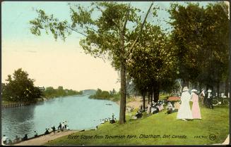 River scene from Tecumseh Park, Chatham, Ontario, Canada