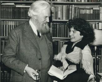 Robertson Davies giving an audience to a happy Rhonda