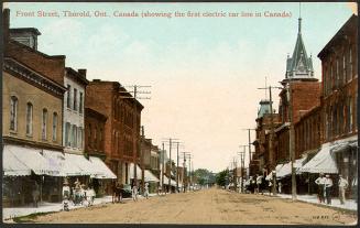 Front Street, Thorold, Ontario, Canada (showing the first electric car line in Canada)