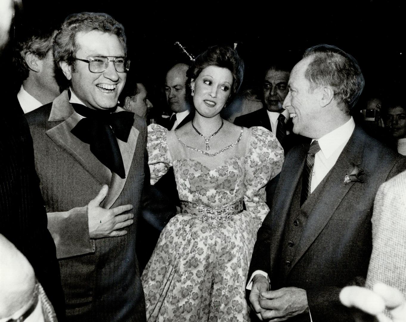 What a party! Prime Minister Pierre Trudeau joins Mayor Art Eggleton and his wife, Brenda, for the big celebration at the Sheraton Centre last night t(...)