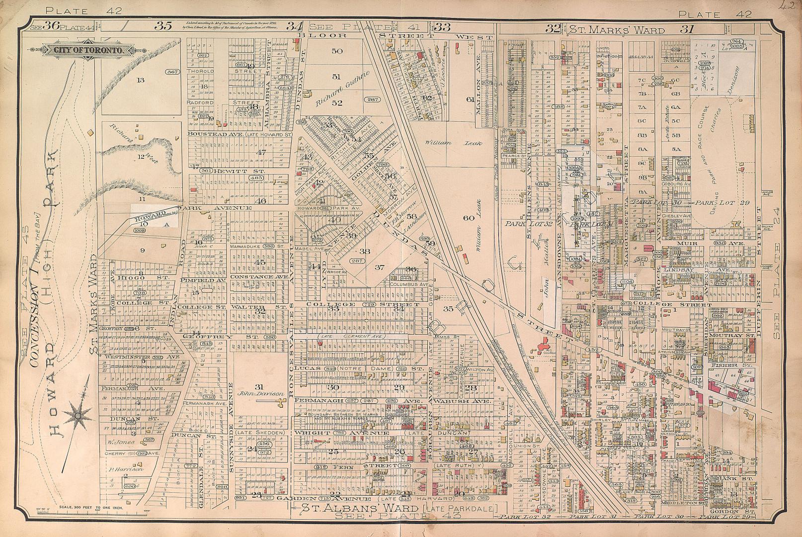 [Plate 42] Atlas of the city of Toronto and vicinity from special survey founded on registered plans and showing all building and lot numbers