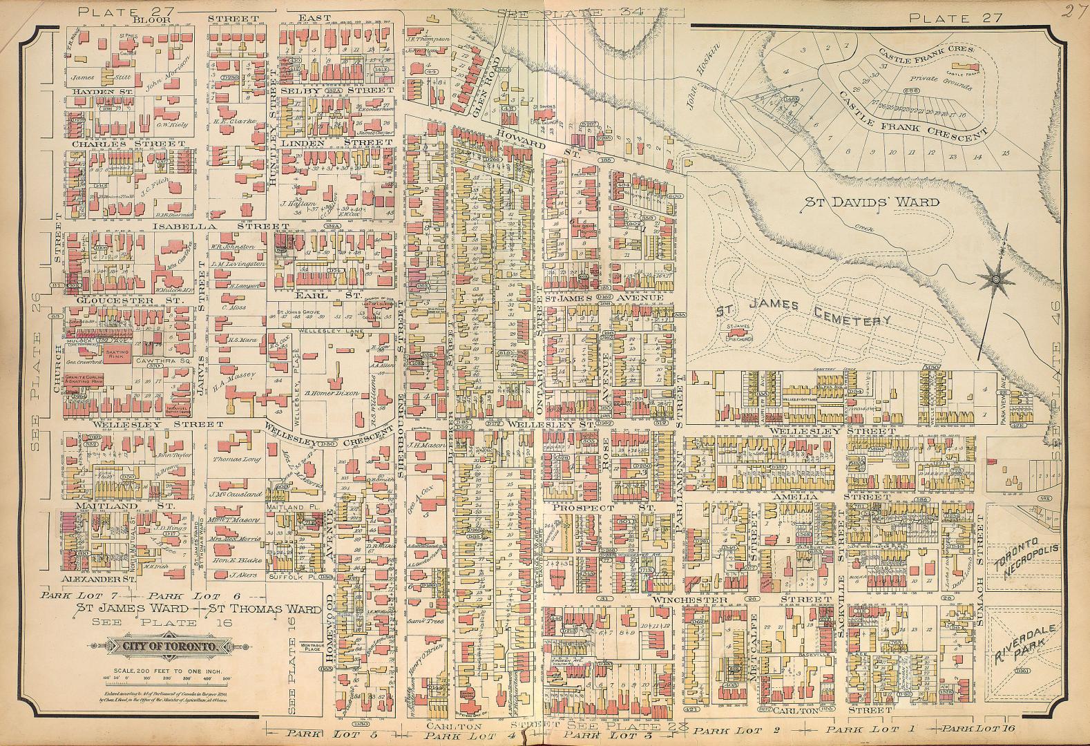 [Plate 27] Atlas of the city of Toronto and vicinity from special survey founded on registered plans and showing all building and lot numbers.