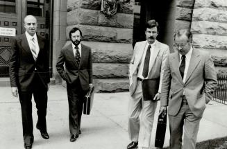 The lawyers: From left, Austin Cooper and David Cole, for Nelles, and Jerry Wylie and Bob McGee for the Crown