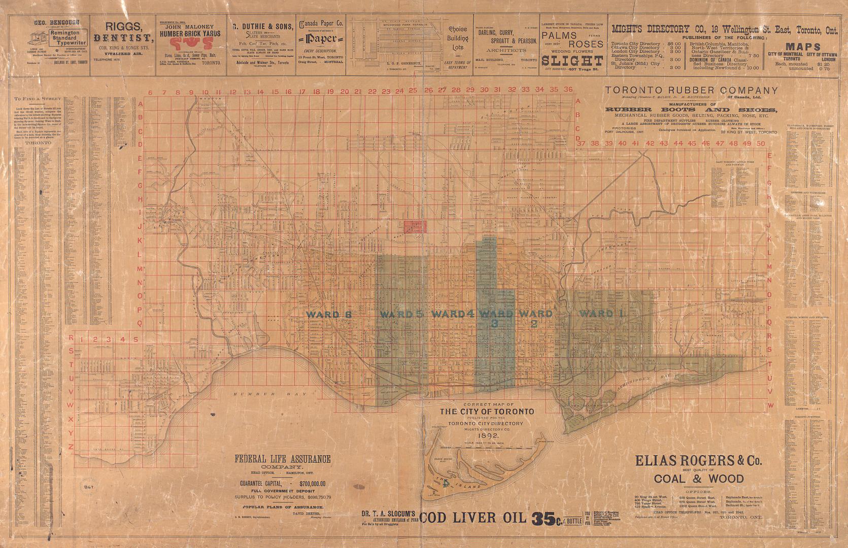 Correct map of the City of Toronto published for the Toronto City Directory