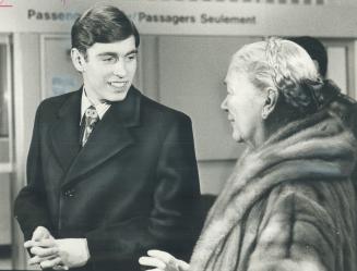 Prince Andrew and Ontario Lieutenant-Governor Pauline McGibbon on the prince's arrival in Toronto