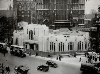 Royal annex to Westminster Abbey-Work on the annex to Westminster Abby, London, which will be used as the royal entrance for the King on coronation da(...)