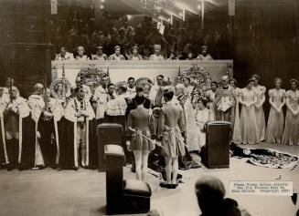 A scene during the coronation of King George VI in the ancient abbey of Westminister