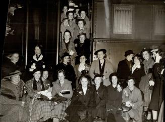 Group of lucky Toronto high school girls after saying goodbye at the Union Station where they boarded a C