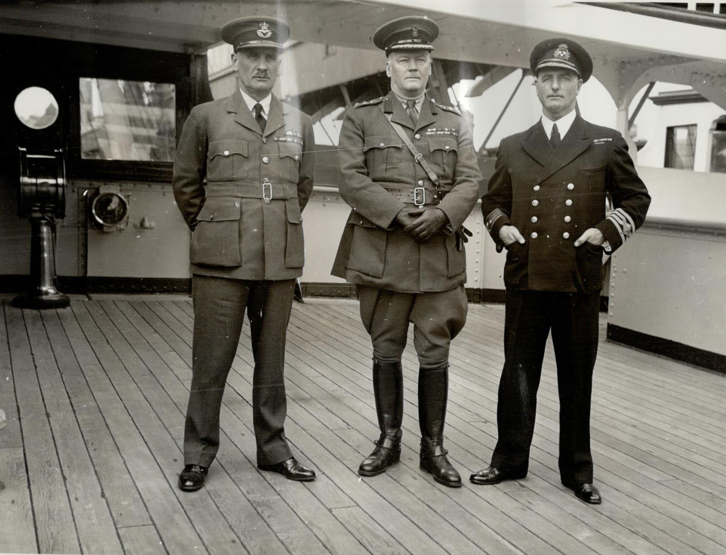 Command Coronation troops, Just before the Canadian pacific liner Montcalm sailed from Montreal yesterday (April 28) a meeting of the commanders took place