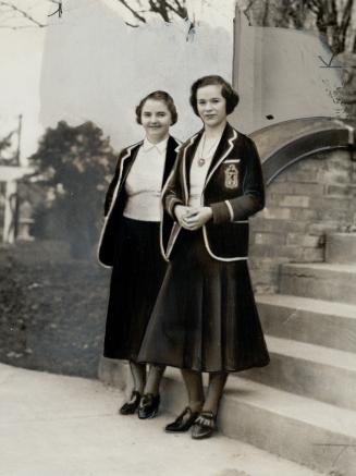 O.L.C. Girls off to coronation, Helen Higgins and Barbara Jones, two Ontario Ladies' Miss Higgins and Miss Jones will be two of 40 private school stud(...)