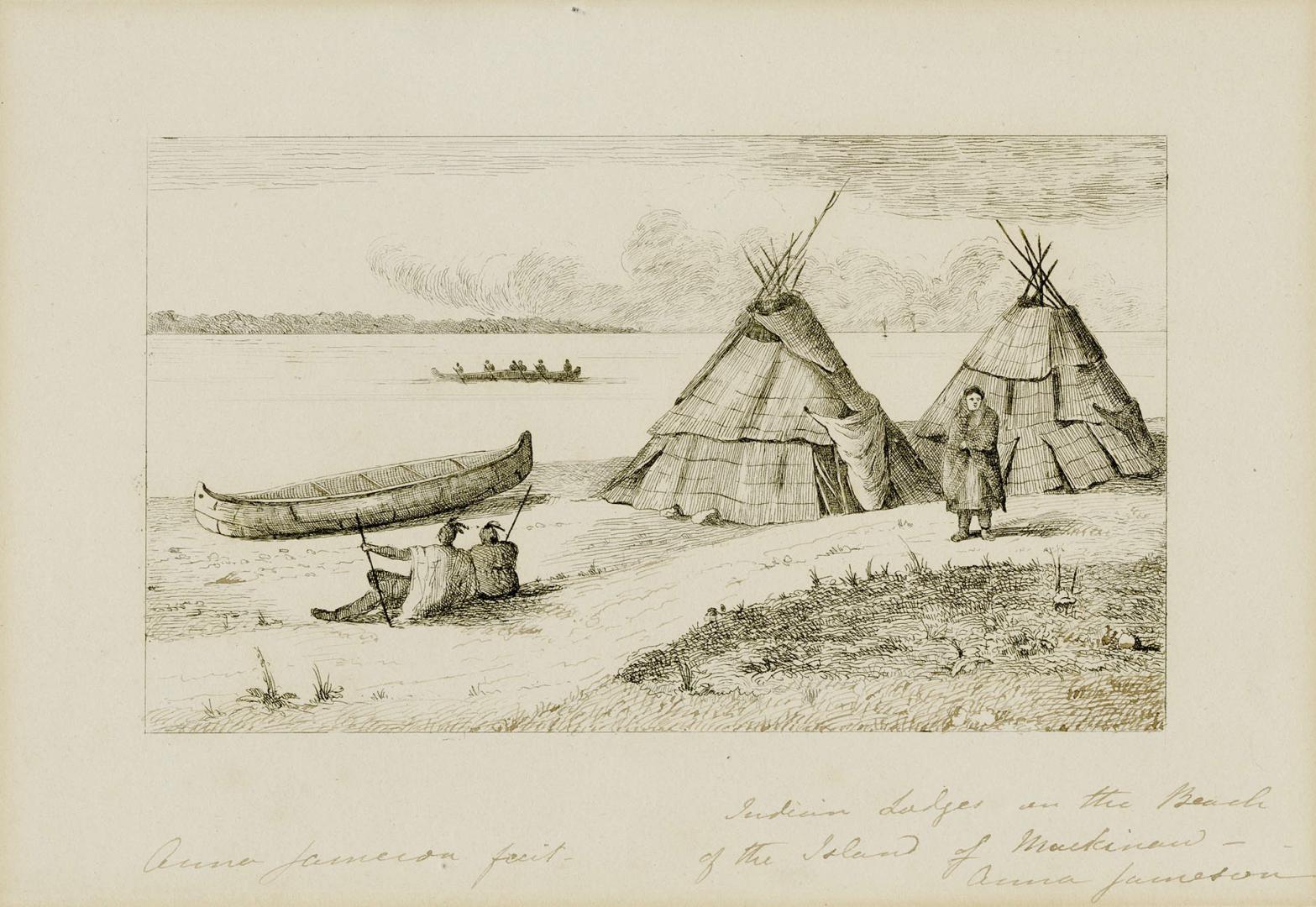 Indian Lodges on the Beach of the Island of Mackinac